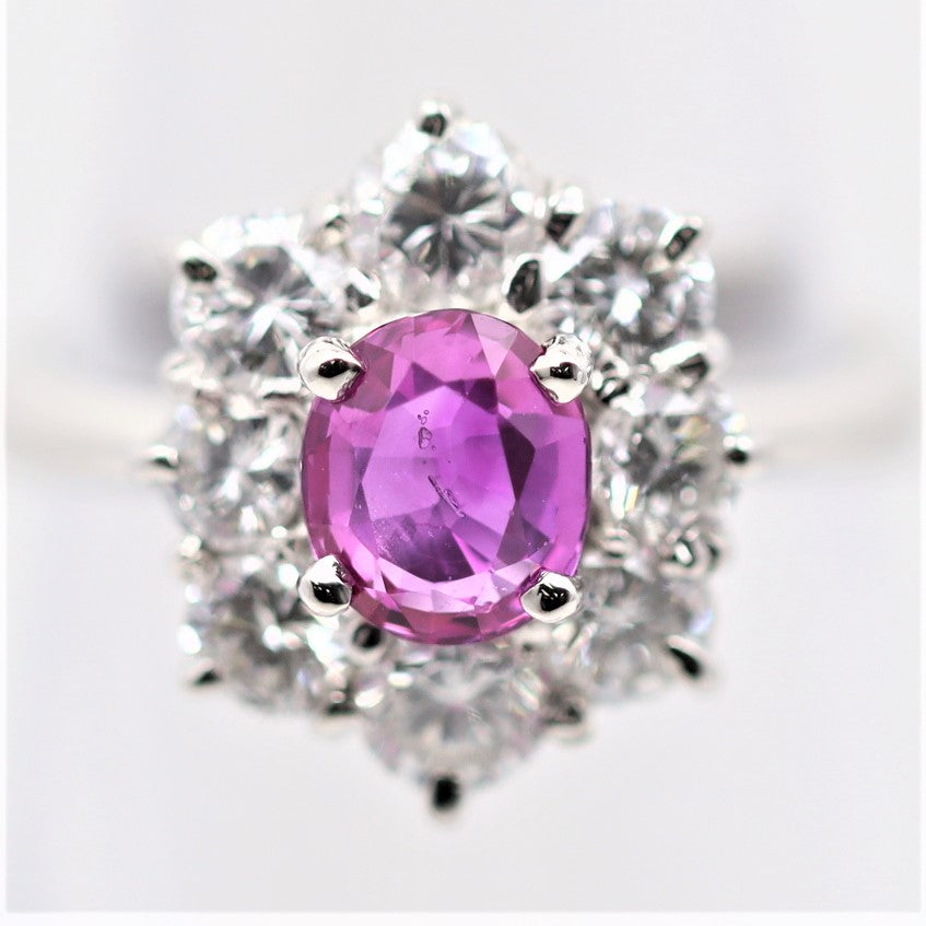 No-Heat Burmese Ruby Diamond Platinum Ring, GIA Certified