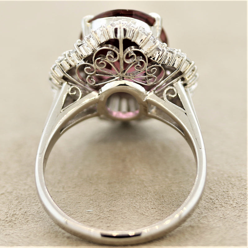 Pink Tourmaline Diamond Platinum Ring