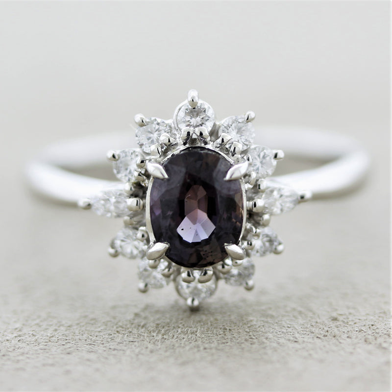 Alexandrite Diamond Platinum Ring