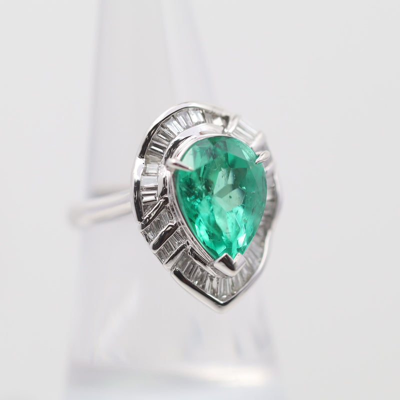 Fine Colombian Emerald Diamond Platinum Ring, GIA Certified