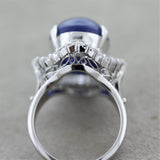 Fine Royal Blue Star Sapphire Diamond Platinum Ring