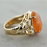 Mexican Fire Opal Diamond Gold Ring