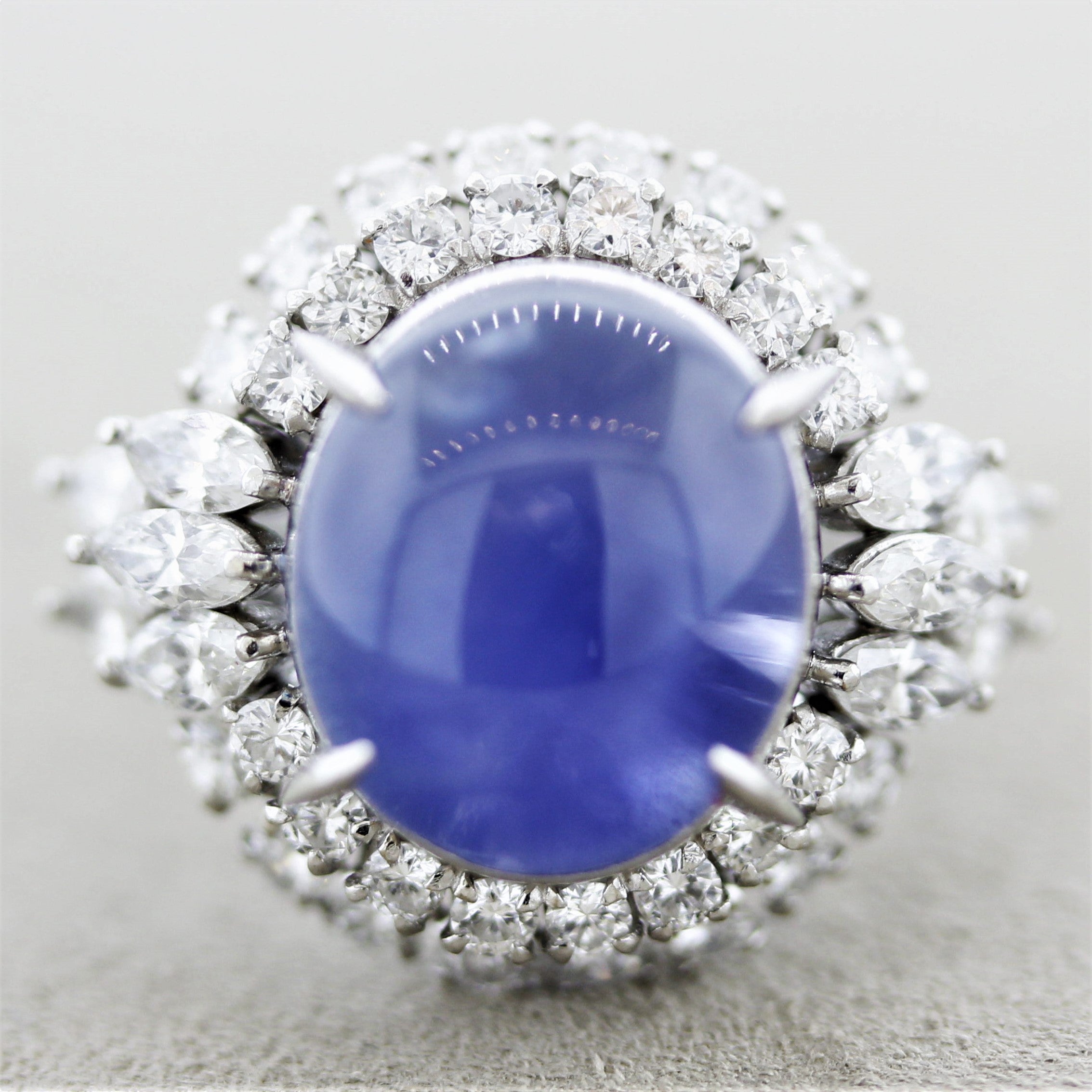 Fantastic Star Sapphire Diamond Platinum Ring