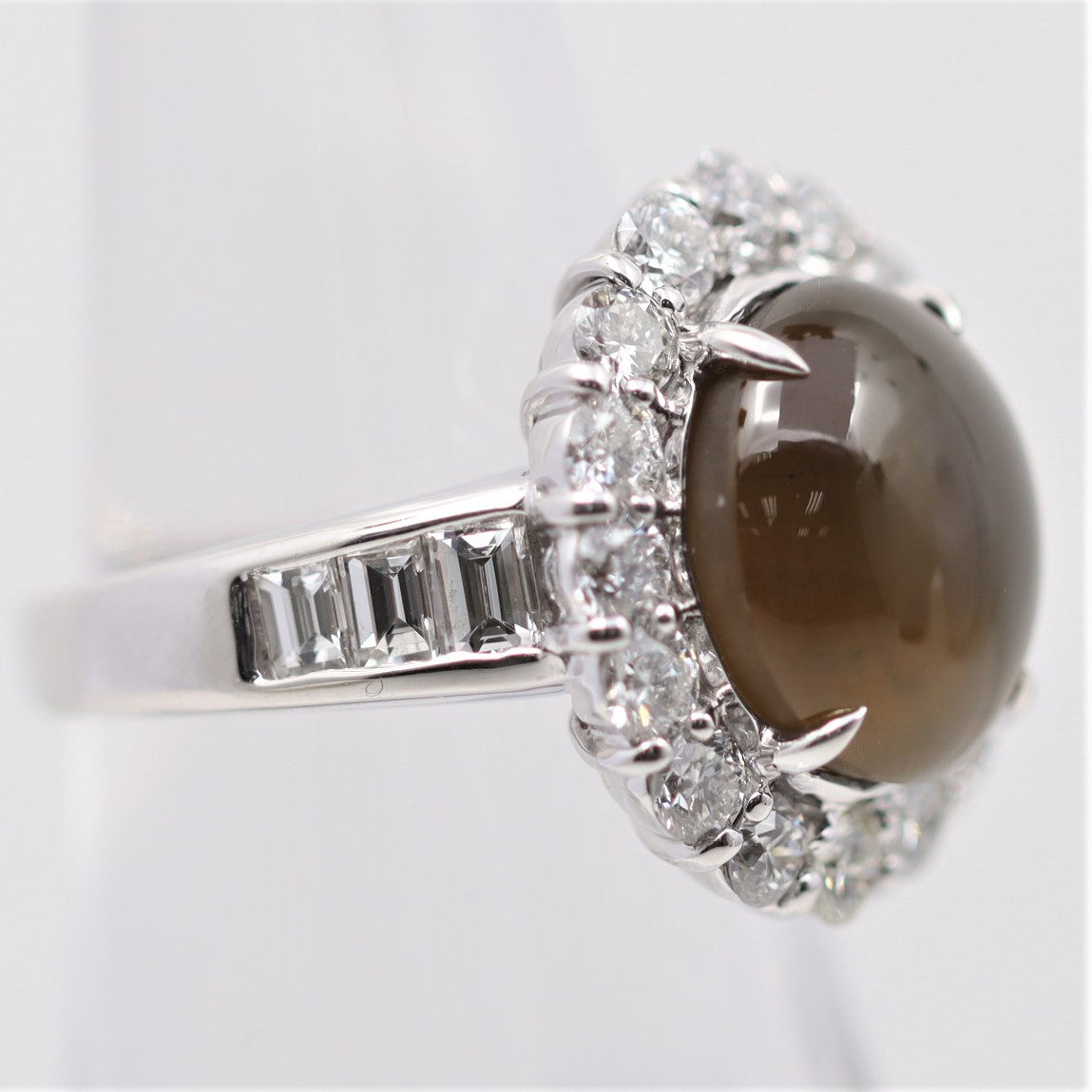 Gem Cat’s Eye Chrysoberyl Diamond Platinum Ring