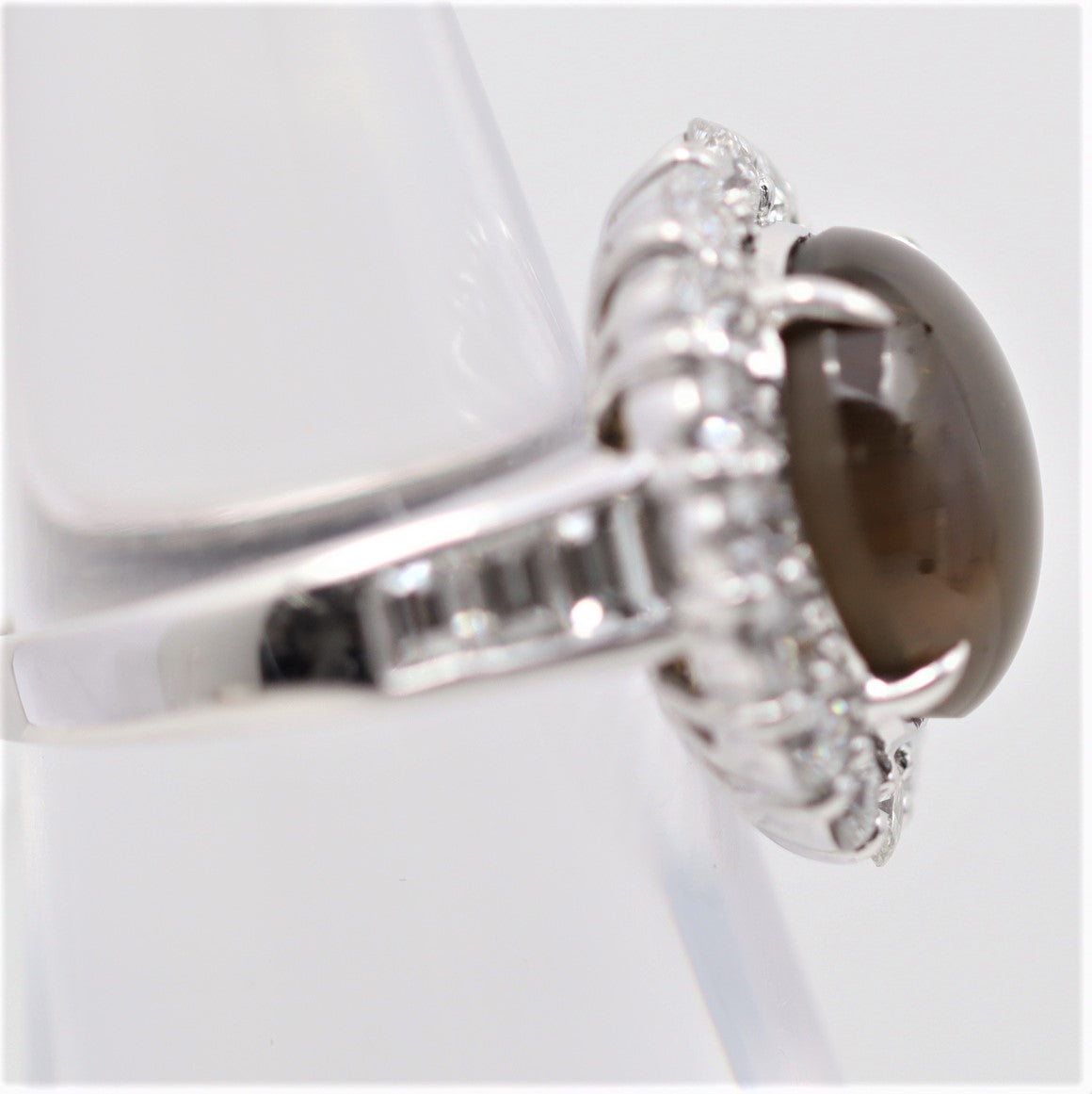 Gem Cat’s Eye Chrysoberyl Diamond Platinum Ring