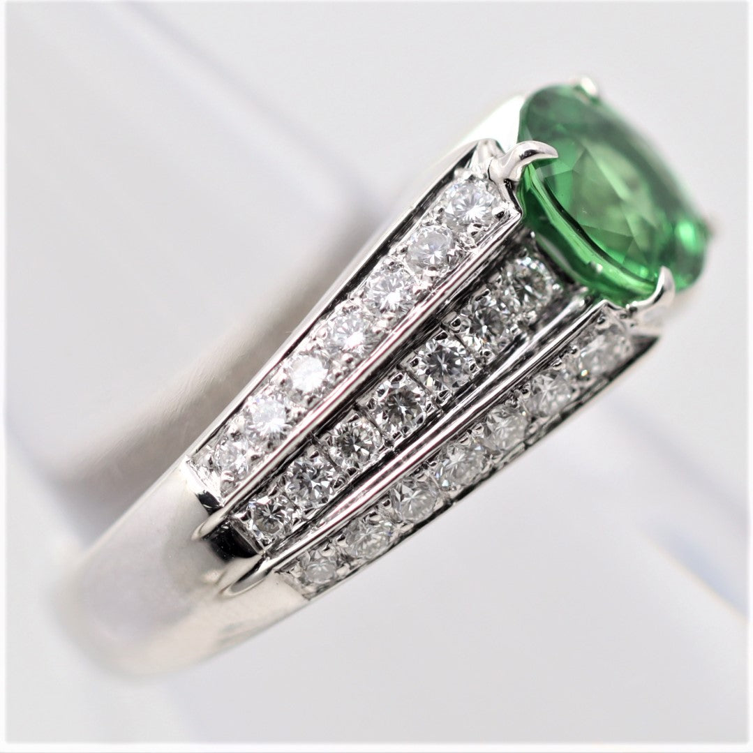 Tsavorite Garnet Diamond Platinum Ring