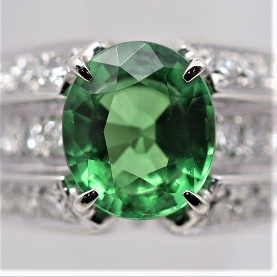 Tsavorite Garnet Diamond Platinum Ring