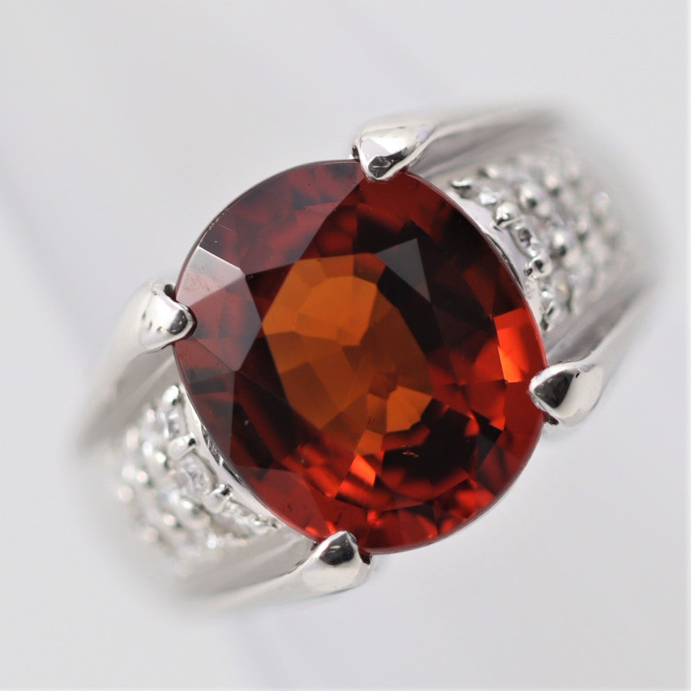 Mandarin Garnet Diamond Platinum Ring