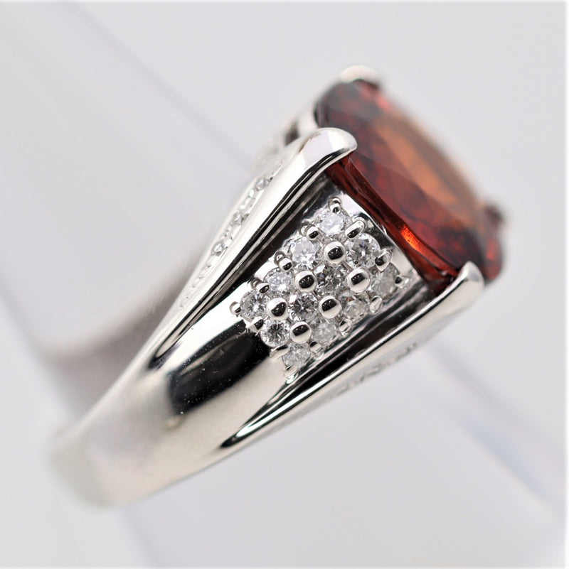 Mandarin Garnet Diamond Platinum Ring