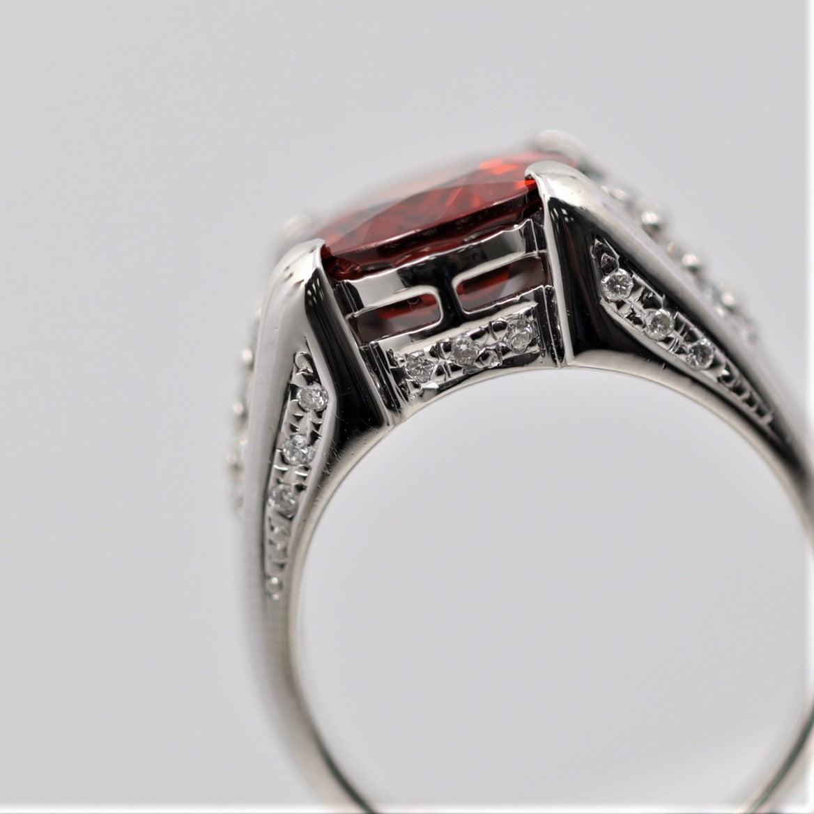 Mandarin Garnet Diamond Platinum Ring