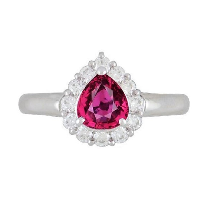 Classic Burmese Ruby Diamond Platinum Ring, GIA Certified