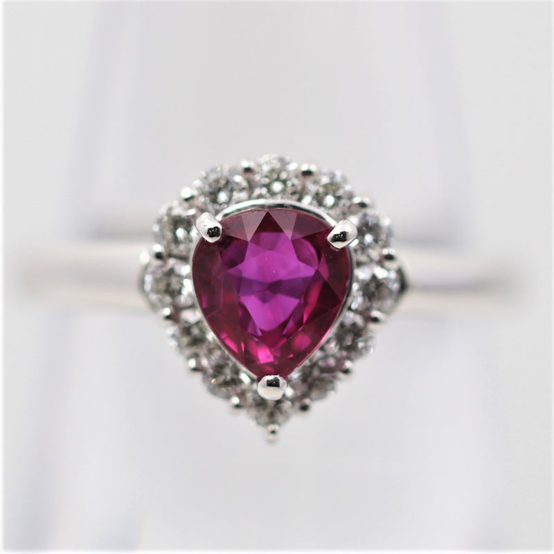 Classic Burmese Ruby Diamond Platinum Ring, GIA Certified