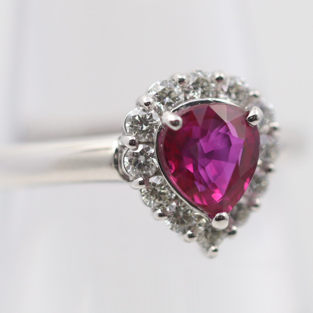 Classic Burmese Ruby Diamond Platinum Ring, GIA Certified