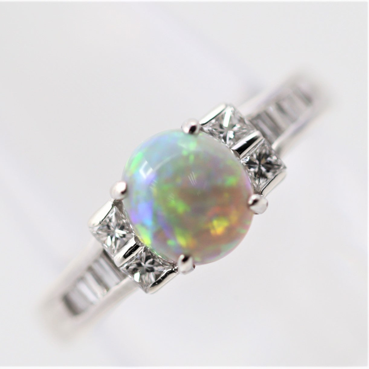 Fine Australian Opal Diamond Platinum Ring