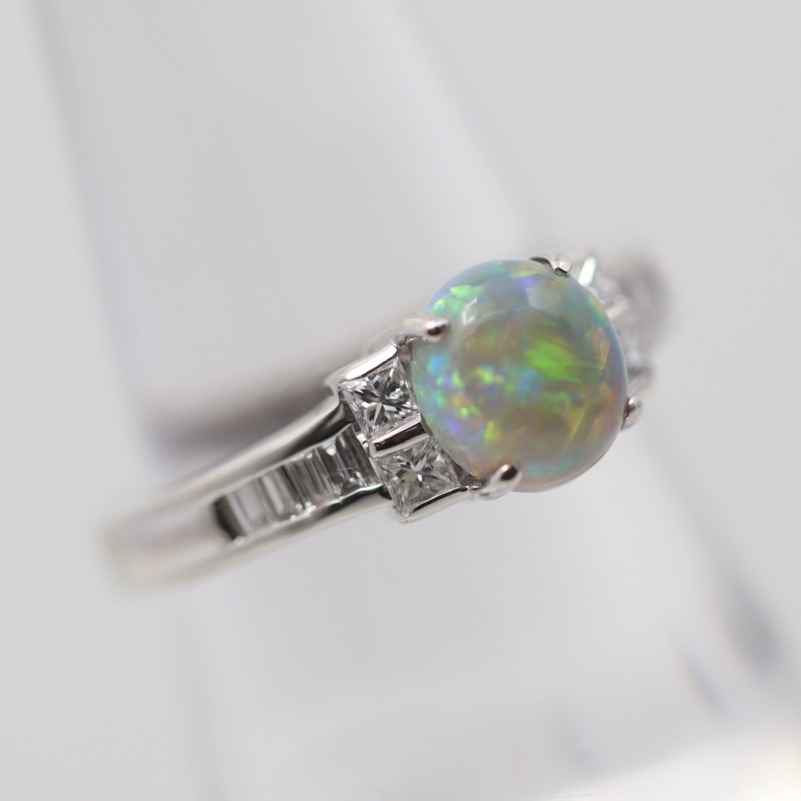 Fine Australian Opal Diamond Platinum Ring