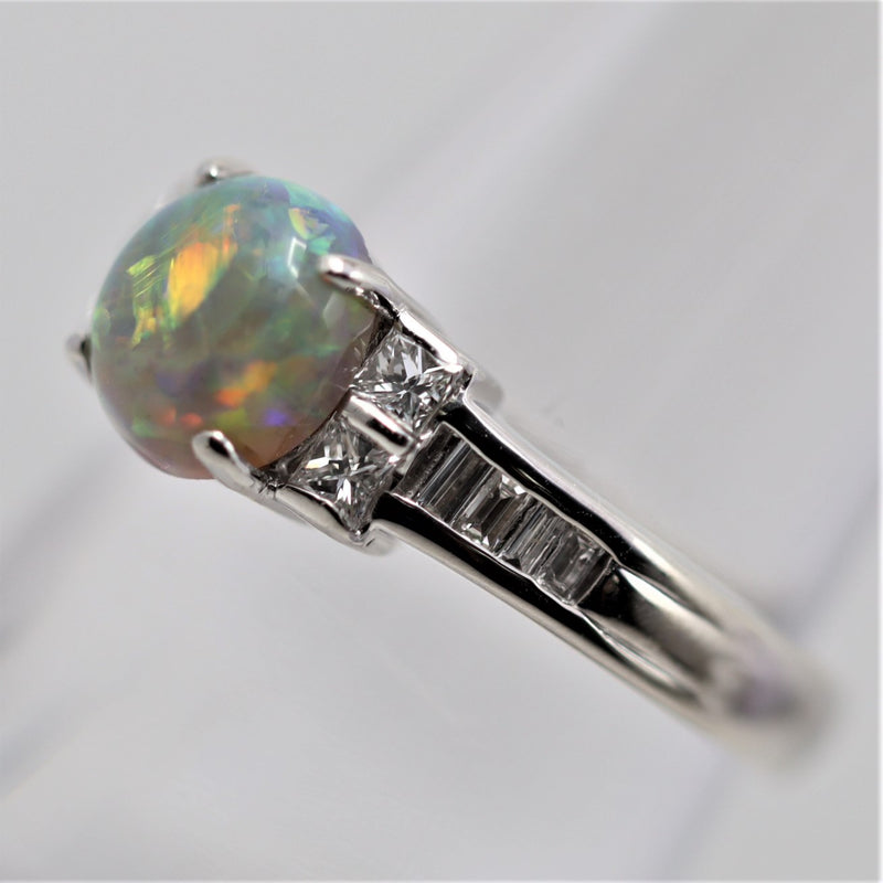 Fine Australian Opal Diamond Platinum Ring