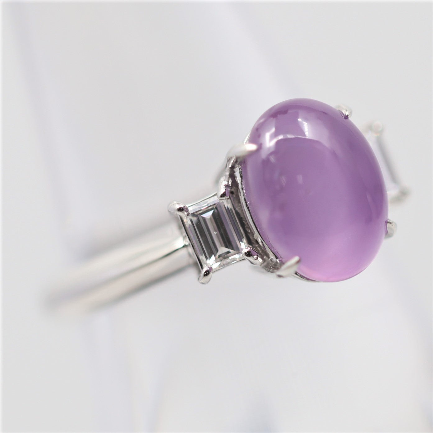 Pink Star Sapphire Diamond Platinum Ring