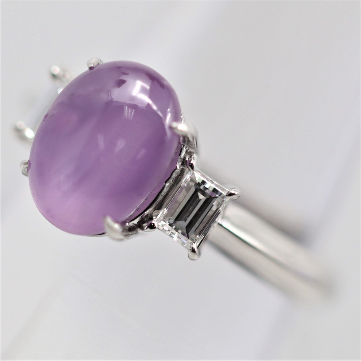 Pink Star Sapphire Diamond Platinum Ring