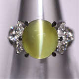 Gem Cats-Eye Chrysoberyl Diamond Platinum Ring