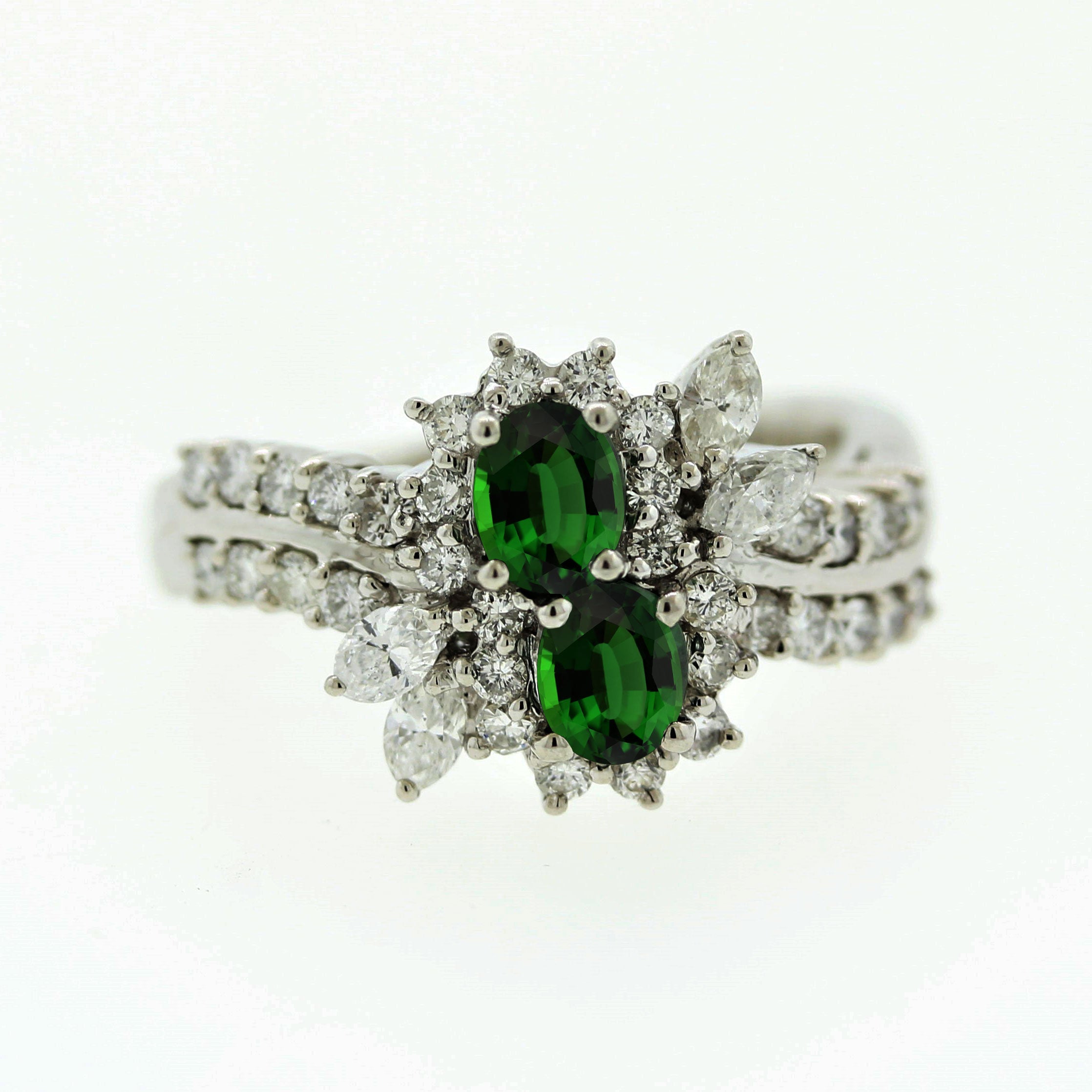 Tsavorite Garnet Diamond Platinum Ring