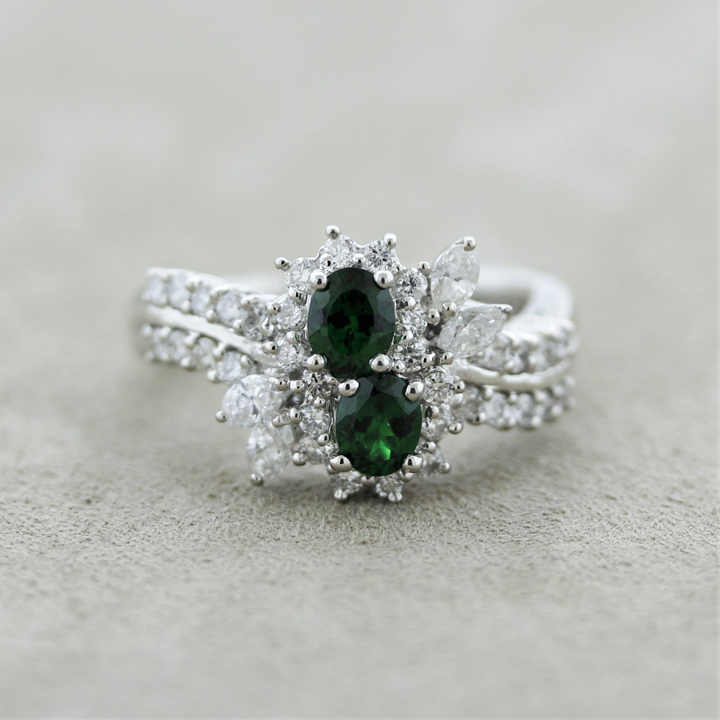 Tsavorite Garnet Diamond Platinum Ring