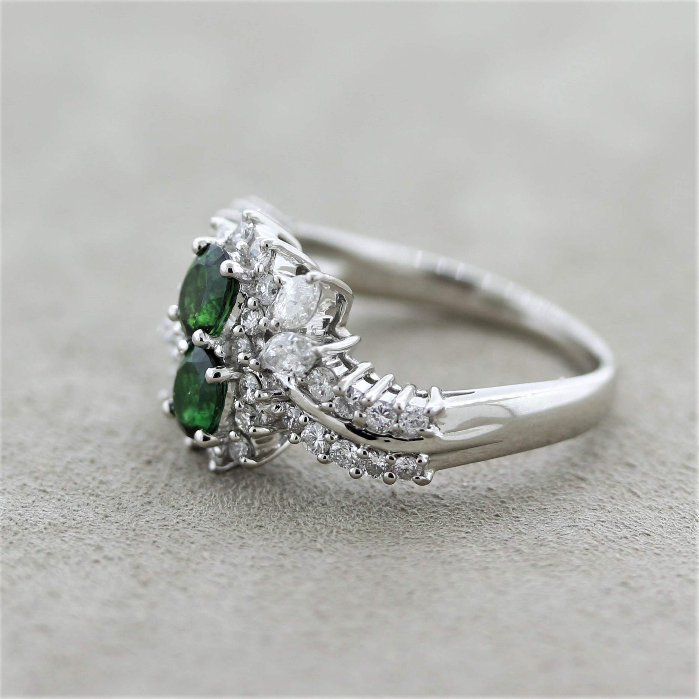 Tsavorite Garnet Diamond Platinum Ring