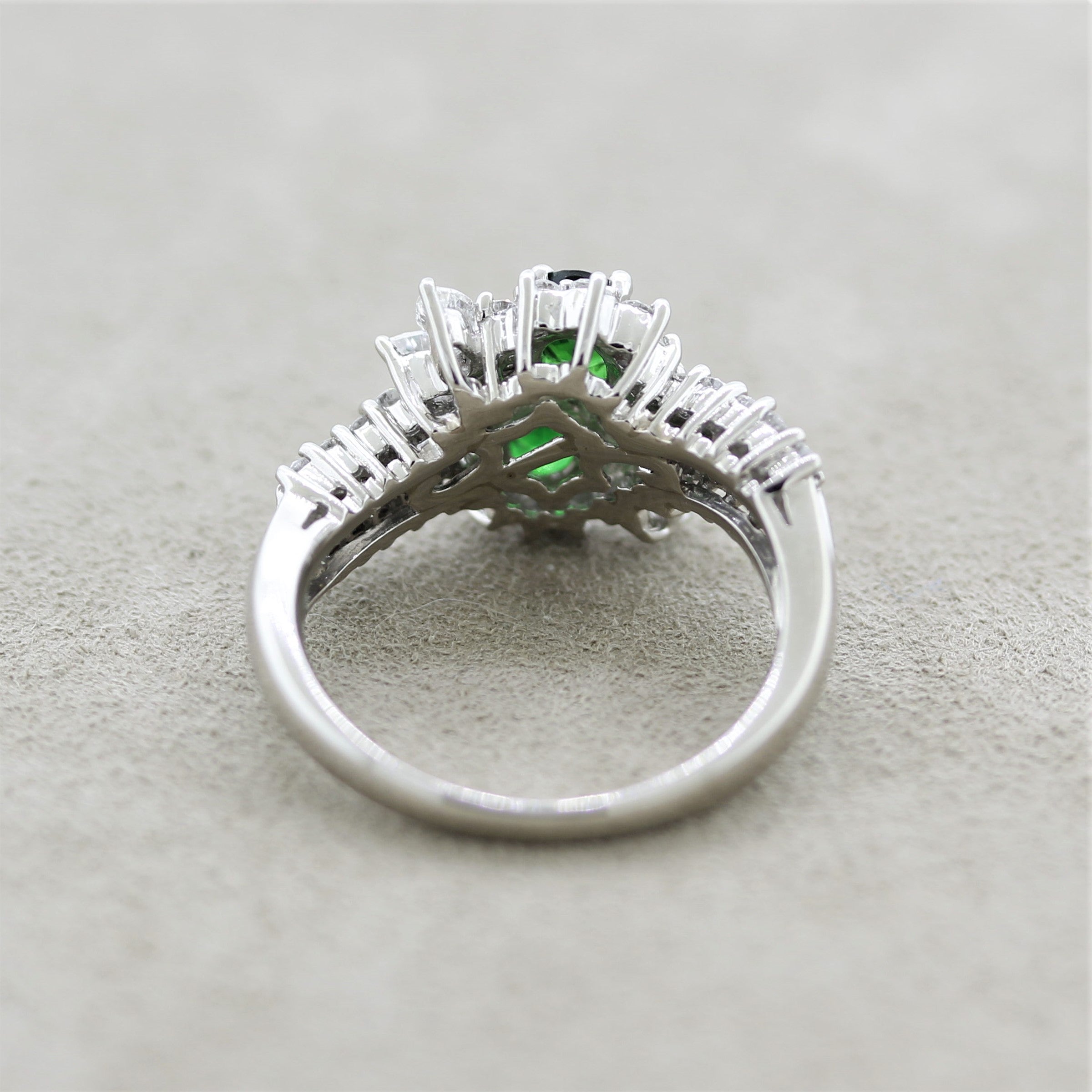 Tsavorite Garnet Diamond Platinum Ring