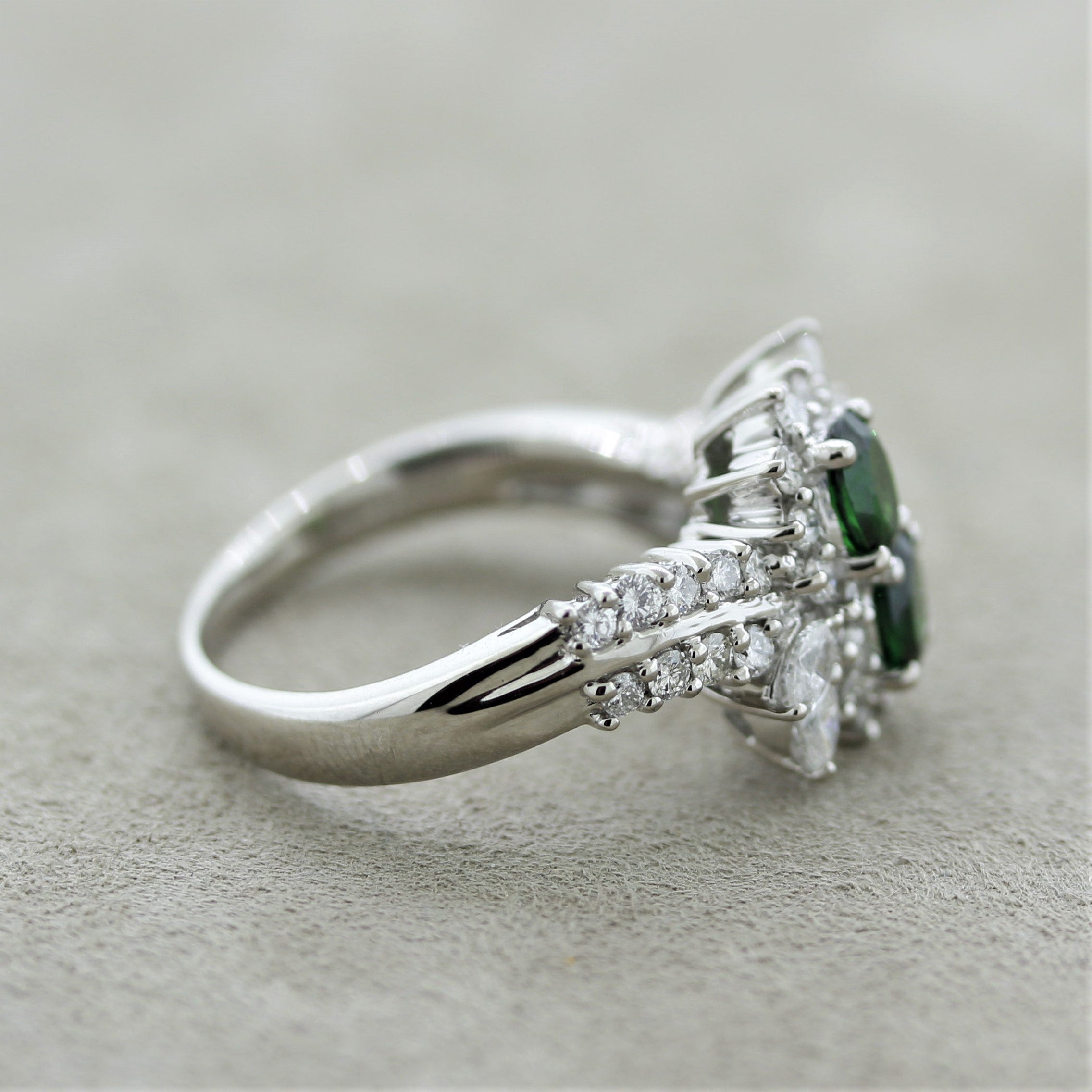 Tsavorite Garnet Diamond Platinum Ring