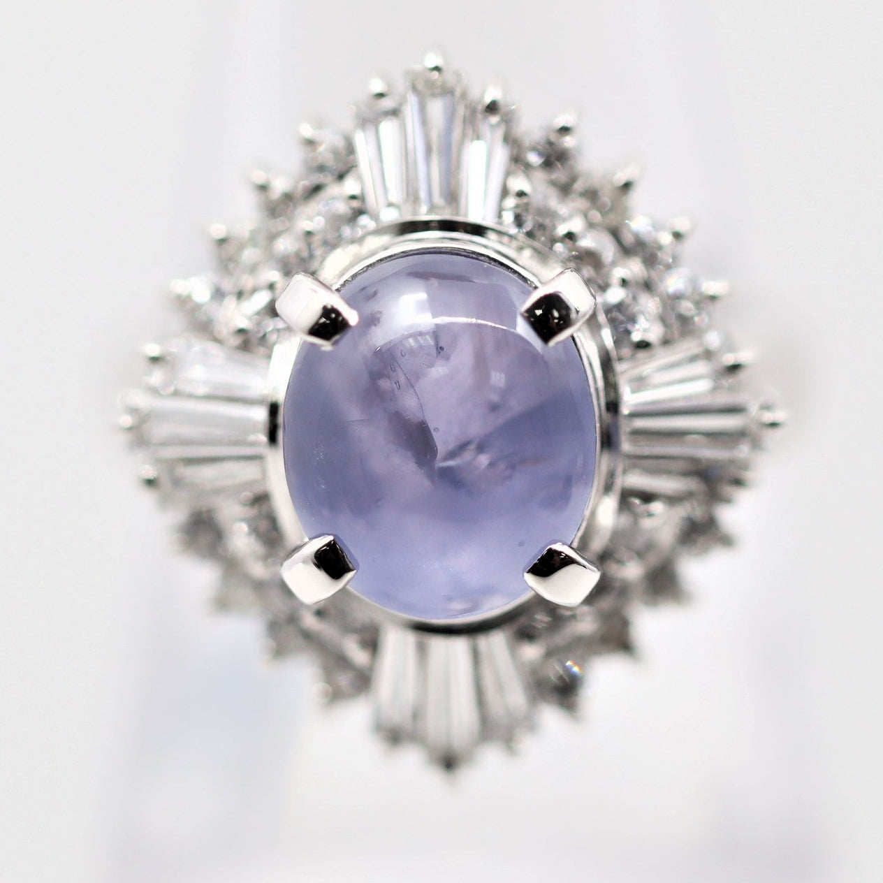 Lavender Star Sapphire Diamond Platinum Ring