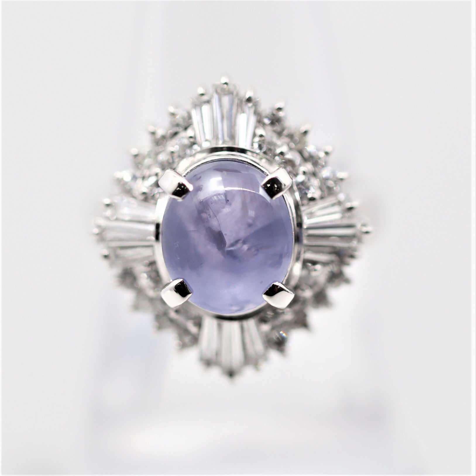 Lavender Star Sapphire Diamond Platinum Ring