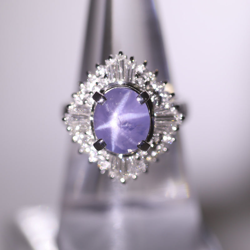 Lavender Star Sapphire Diamond Platinum Ring – jeweleretteandco