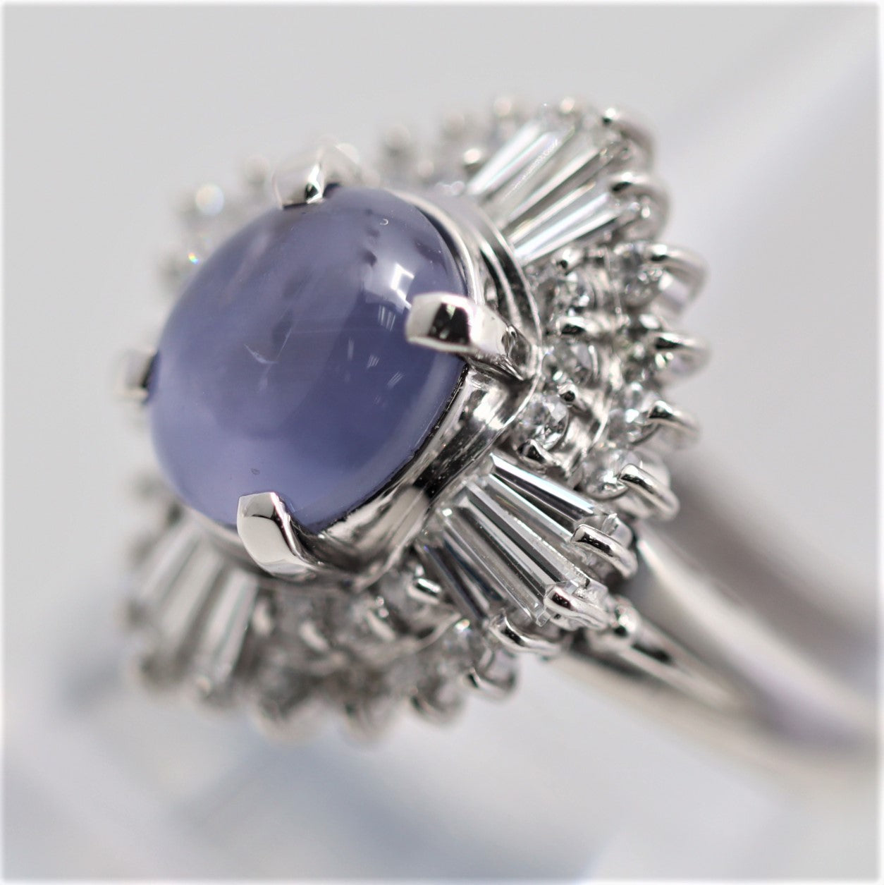 Lavender Star Sapphire Diamond Platinum Ring