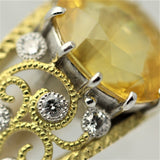 Yellow Sapphire Diamond Gold & Platinum Two-Tone Ring