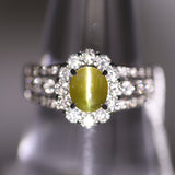 Cats Eye Chrysoberyl Diamond Platinum Ring