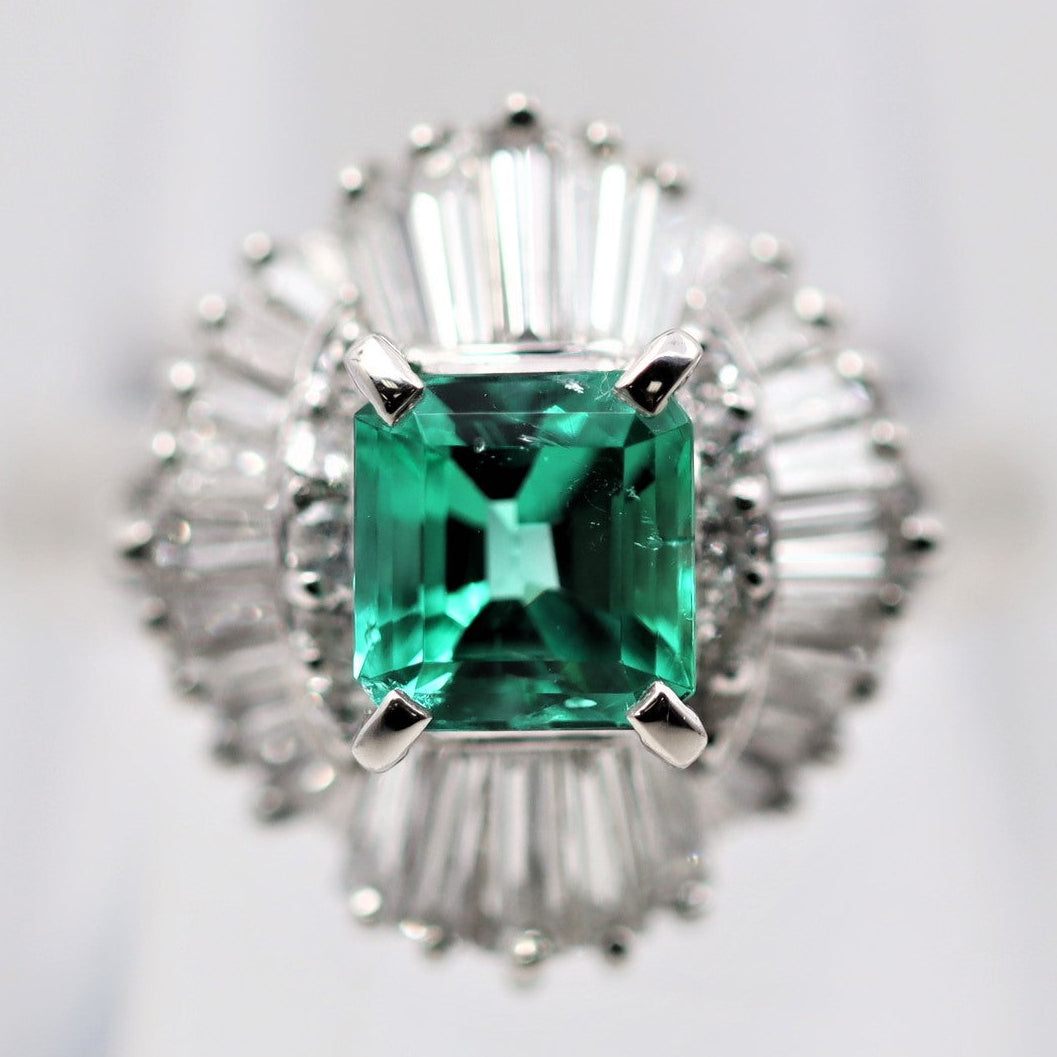 Emerald Diamond Platinum Ring