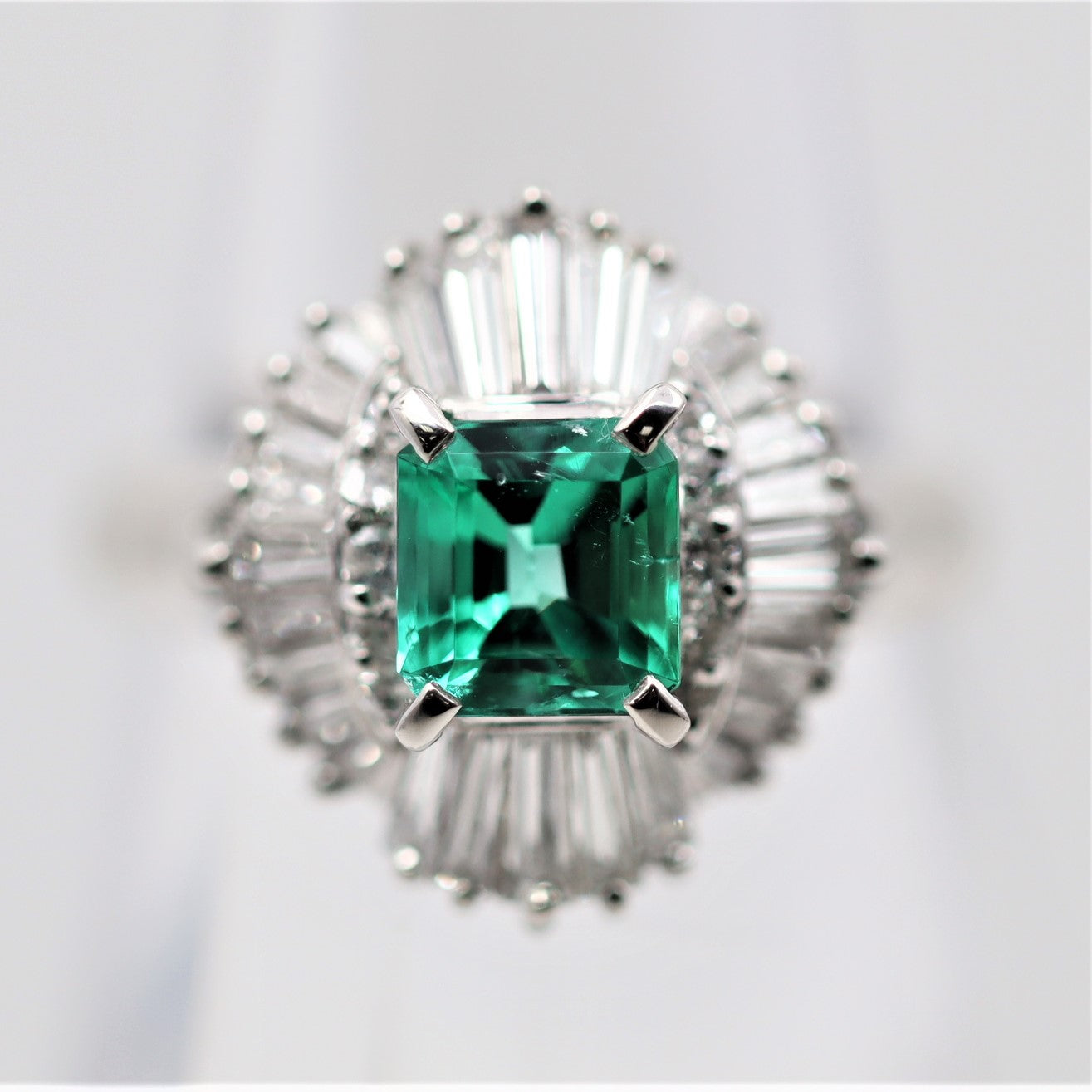 Emerald Diamond Platinum Ring