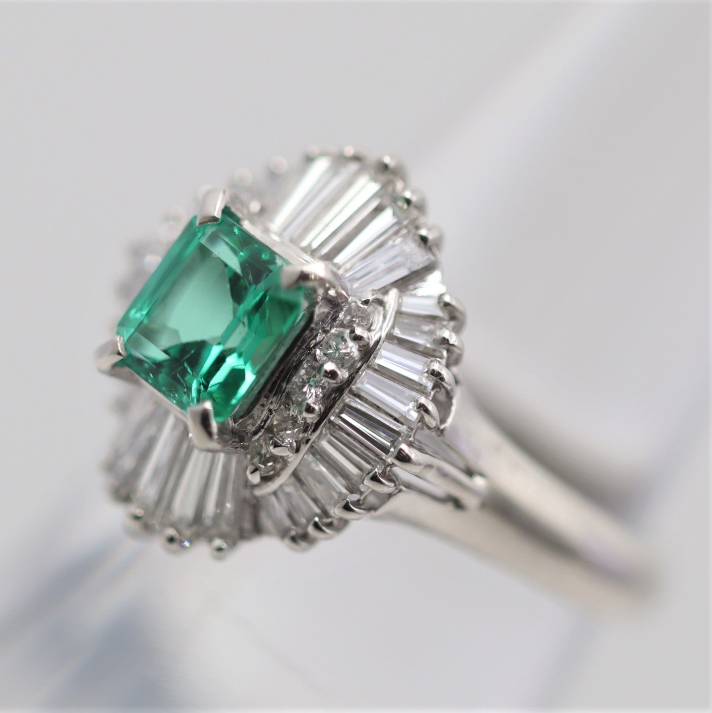 Emerald Diamond Platinum Ring