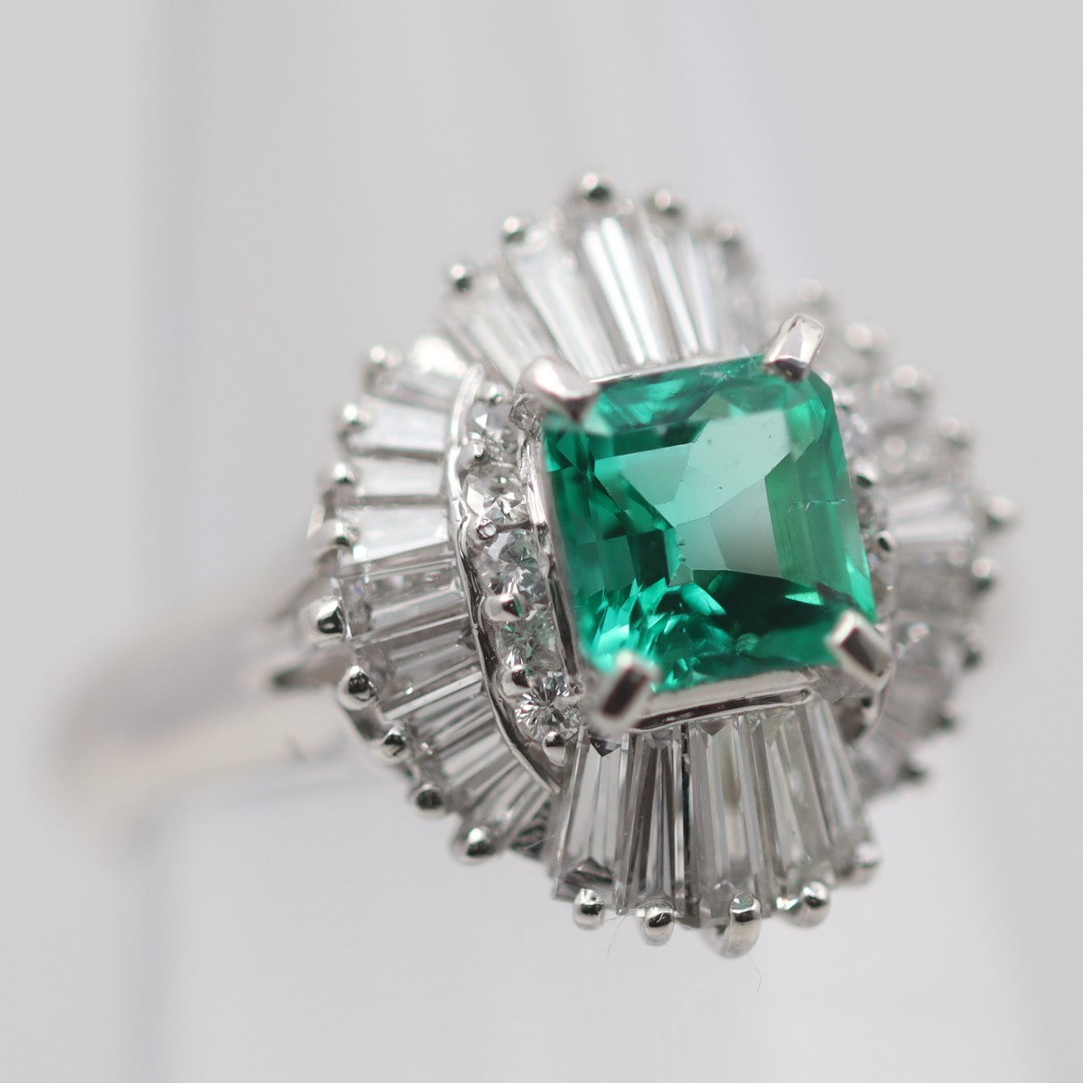 Emerald Diamond Platinum Ring