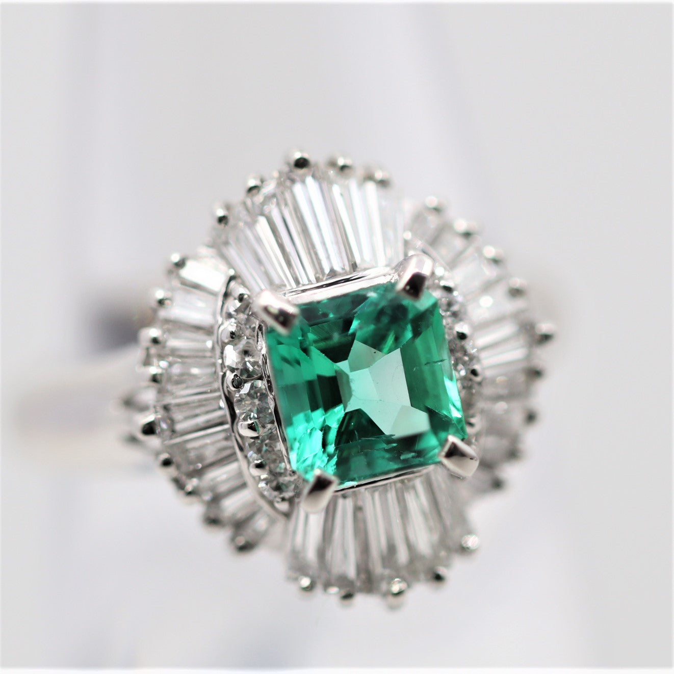 Emerald Diamond Platinum Ring