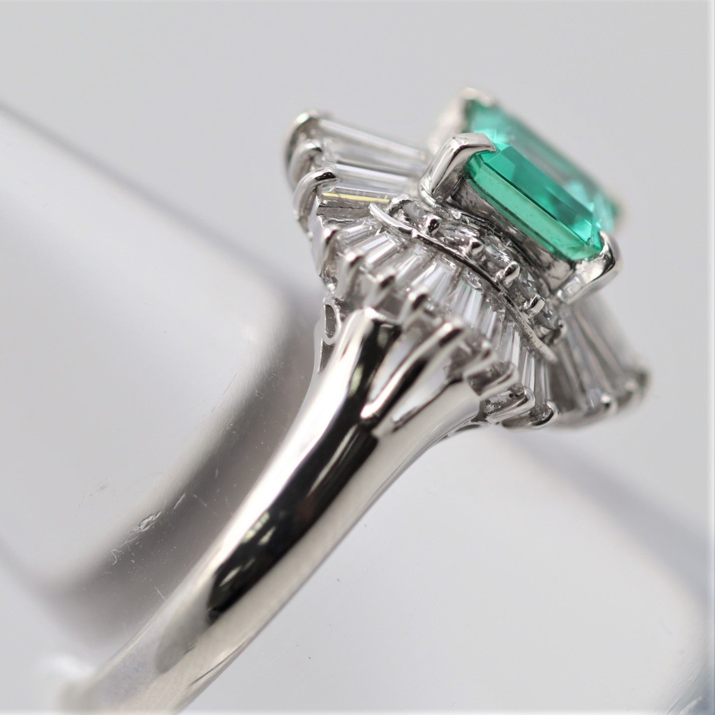 Emerald Diamond Platinum Ring