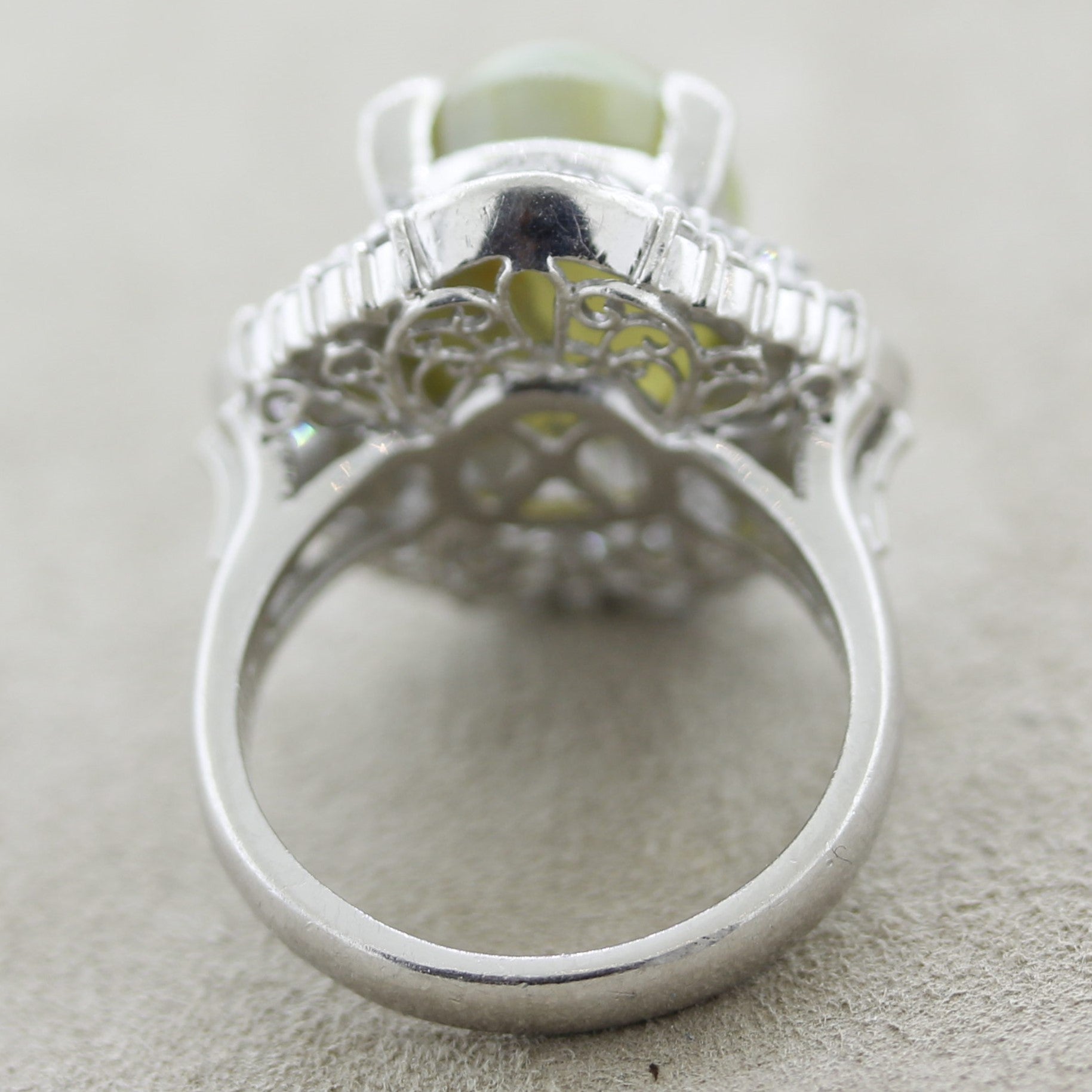 Cats Eye Chrysoberyl Diamond Platinum Ring