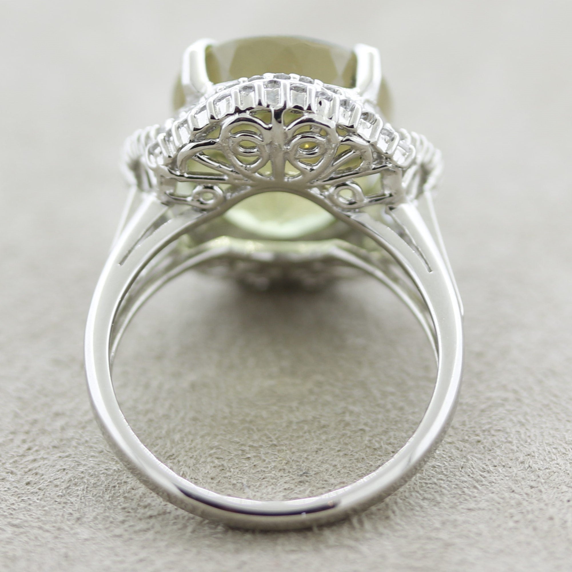 Green Tourmaline Diamond Platinum Ring