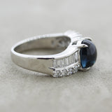 Blue Tourmaline Diamond Platinum Ring