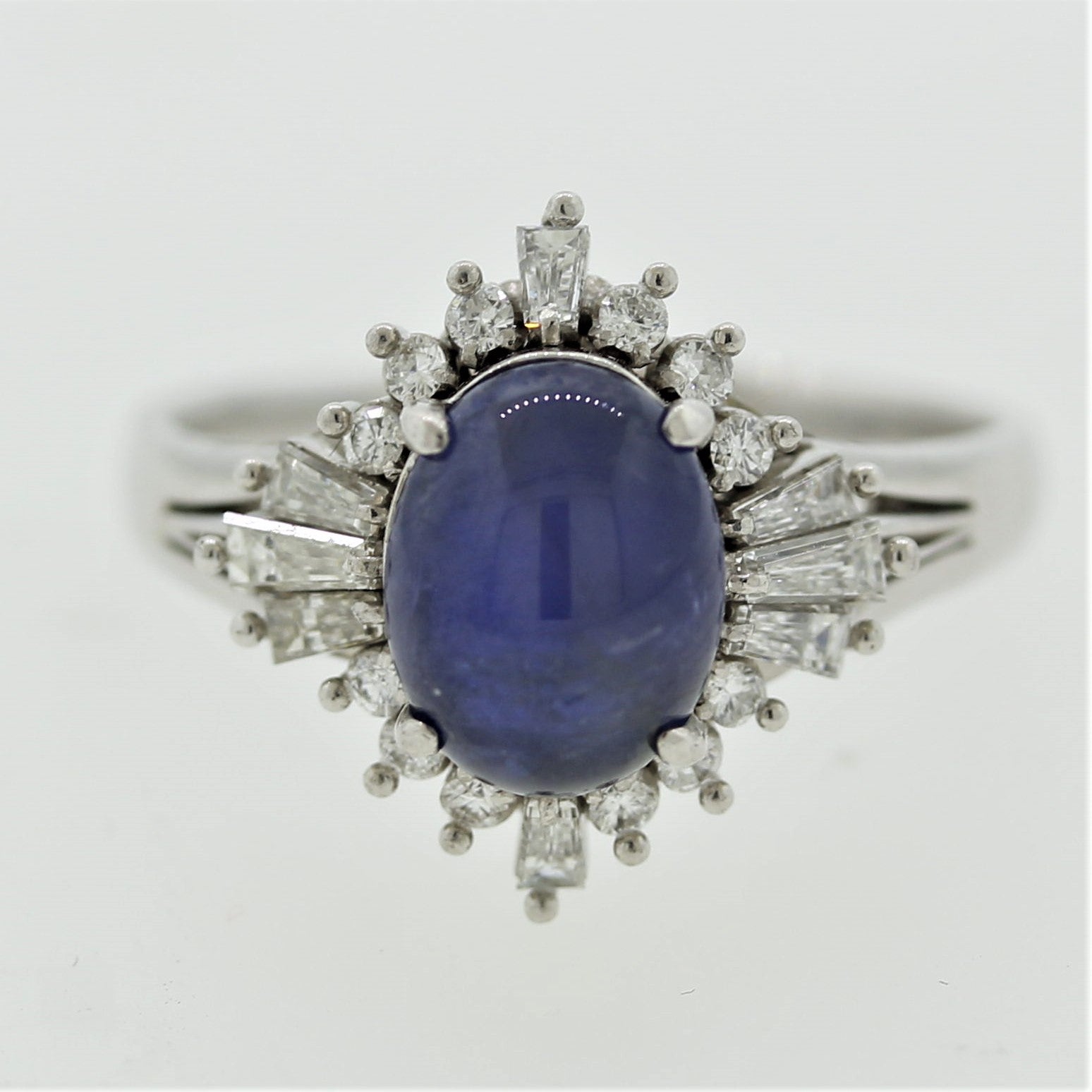 Star Sapphire Diamond Platinum Ring