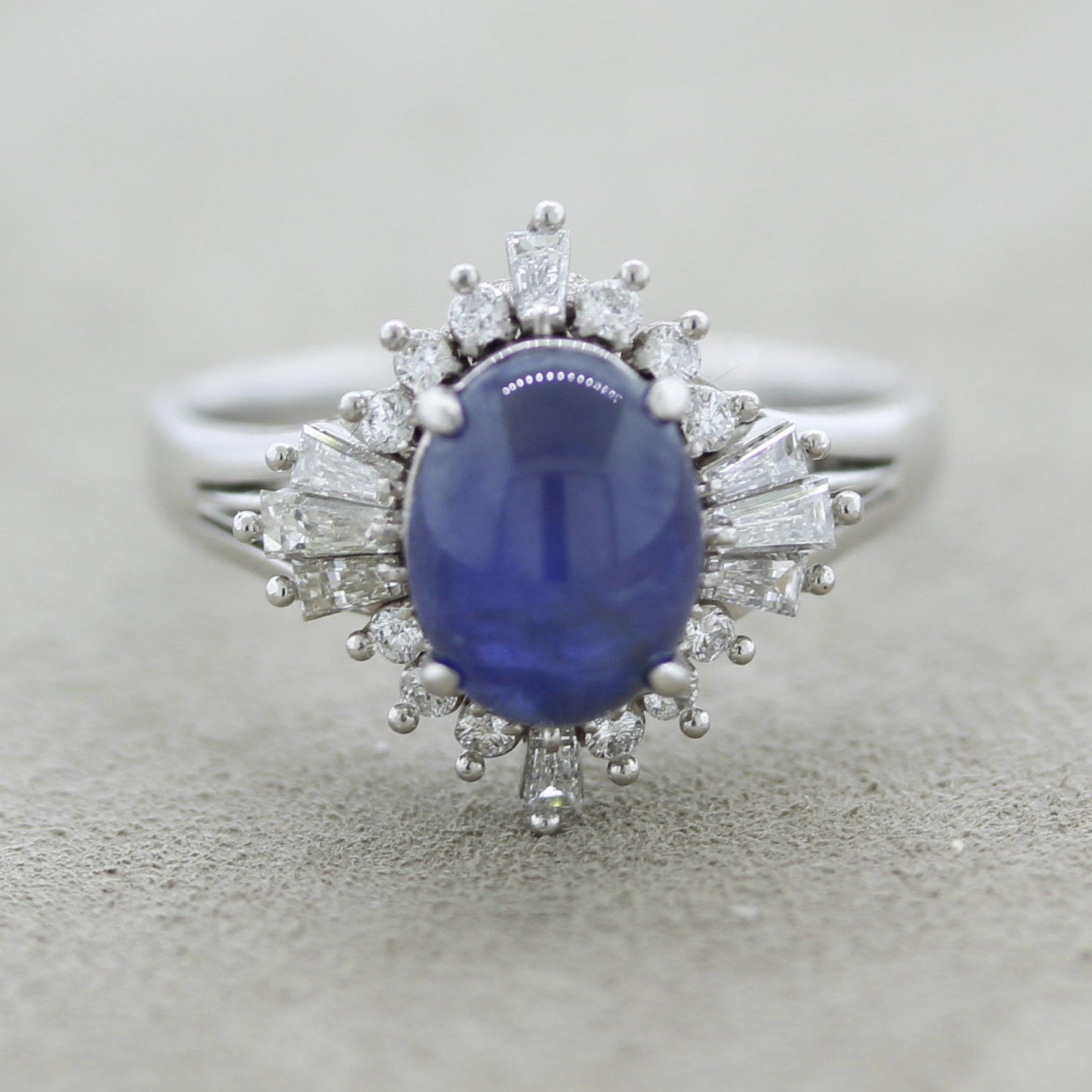 Star Sapphire Diamond Platinum Ring