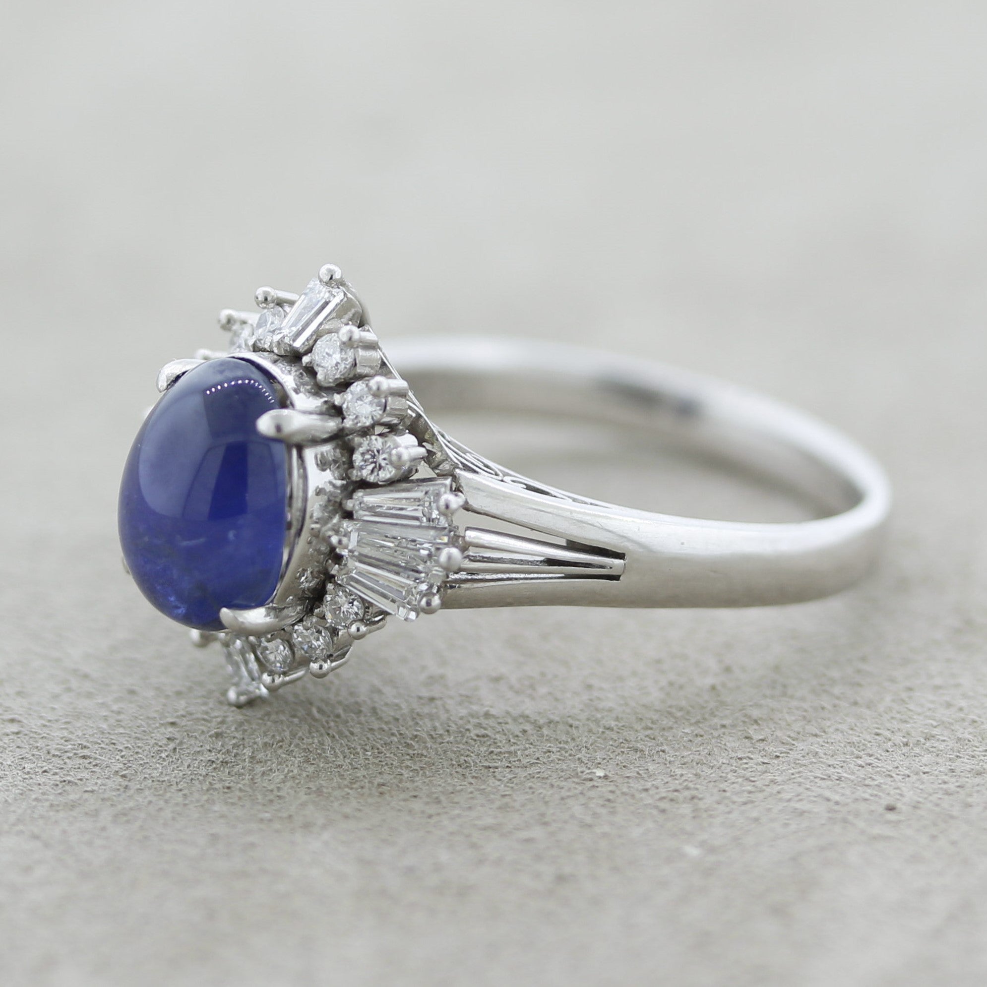 Star Sapphire Diamond Platinum Ring