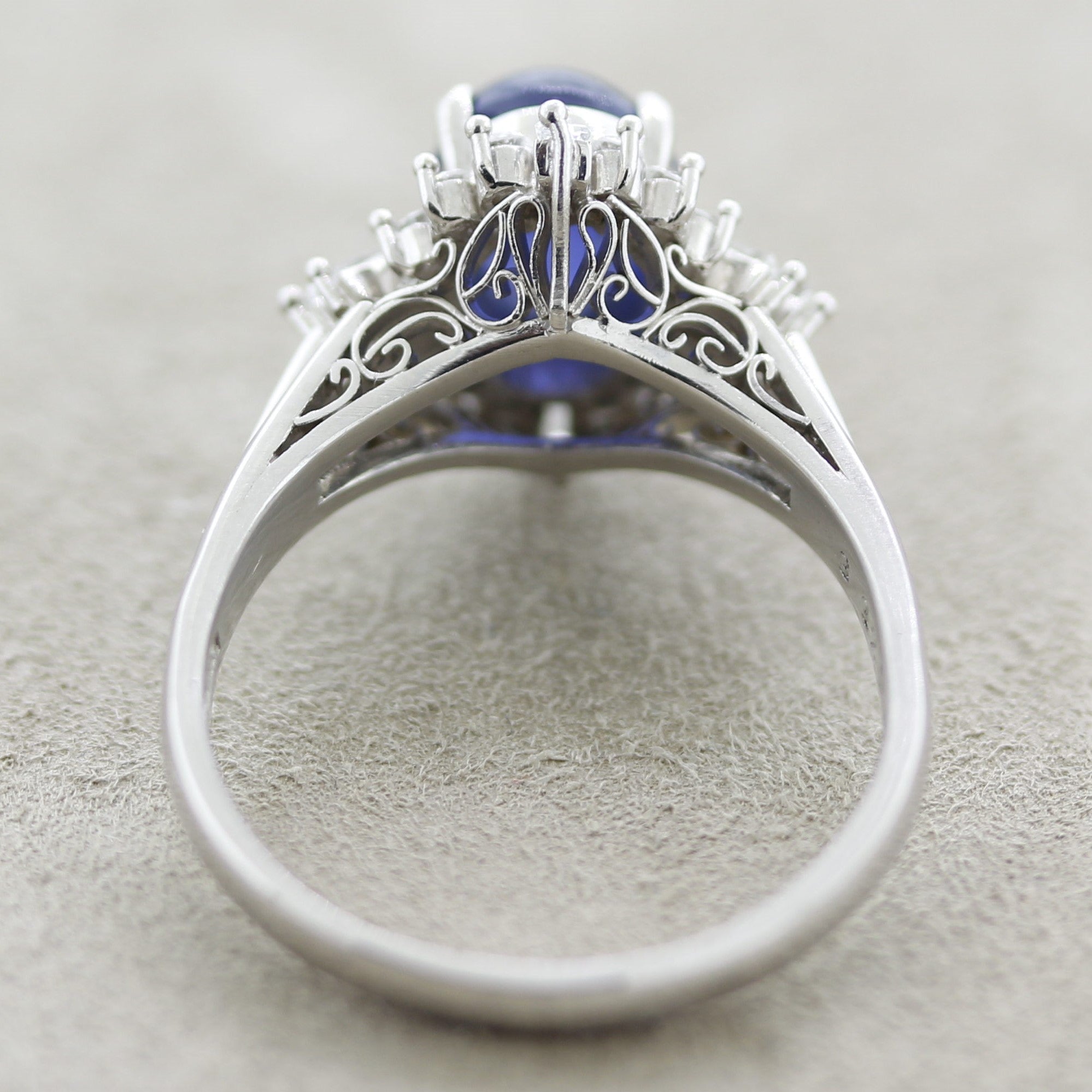 Star Sapphire Diamond Platinum Ring