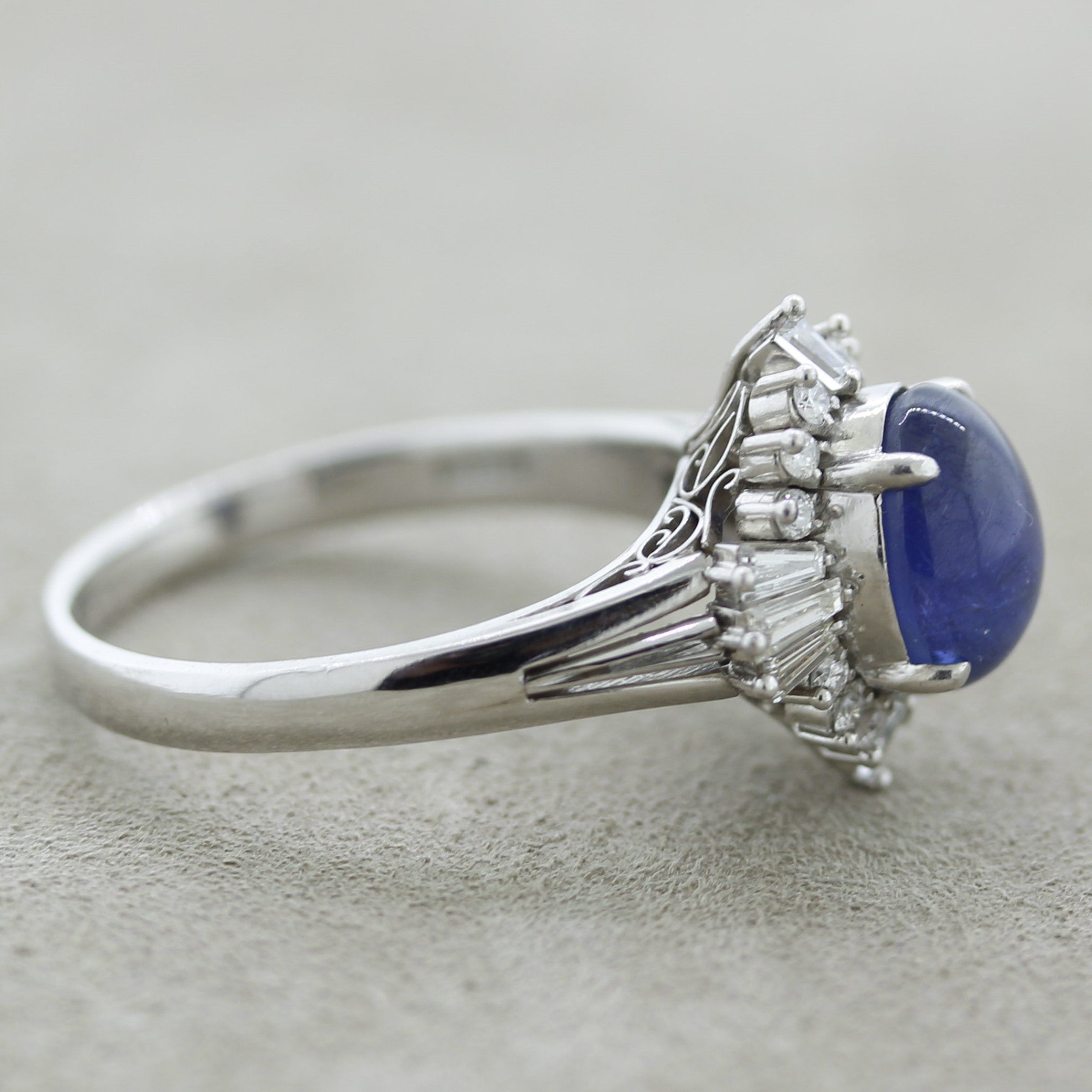 Star Sapphire Diamond Platinum Ring