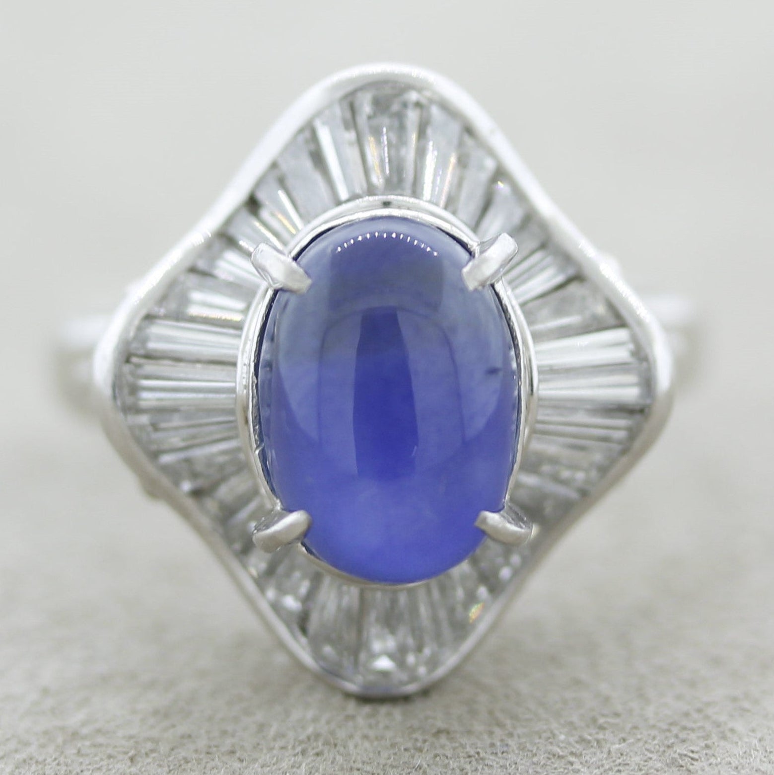 Star Sapphire Diamond Platinum Ring