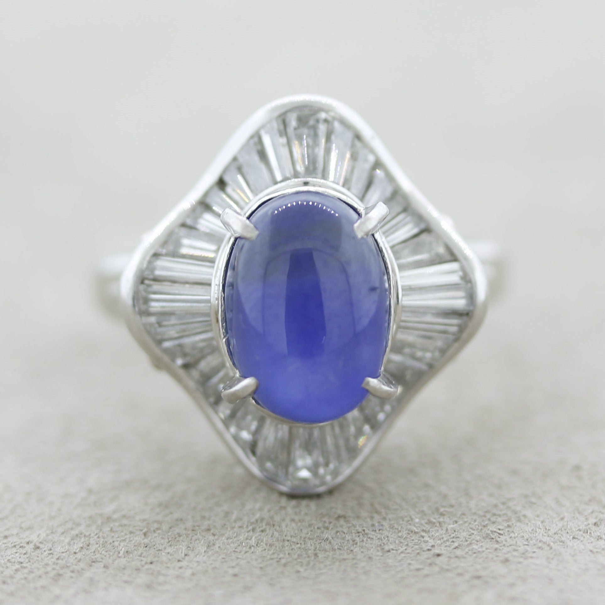 Star Sapphire Diamond Platinum Ring